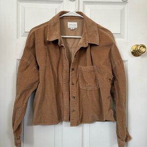 American Eagle Outfitters Corduroy Button-Up Jacket in Camel